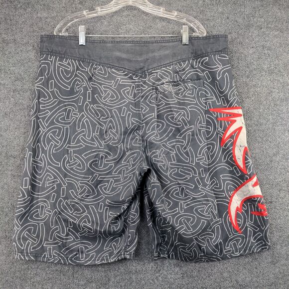MMA Elite Athletic Shorts Mens Size XL Gray Geometric Dragon Pattern - Picture 3 of 15